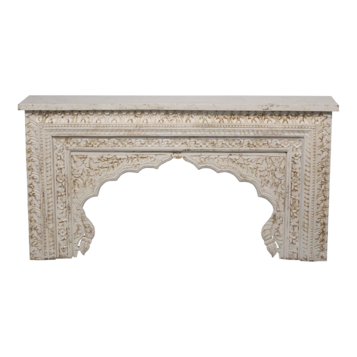 moorish carved arch solid wood console sofa table 7133