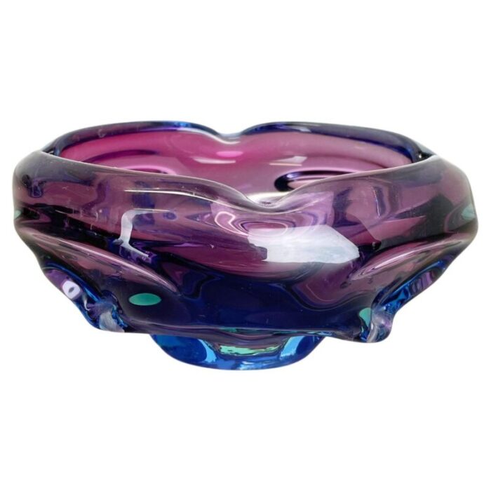 multi color murano glass bowl shell ashtray italy 1970s 1