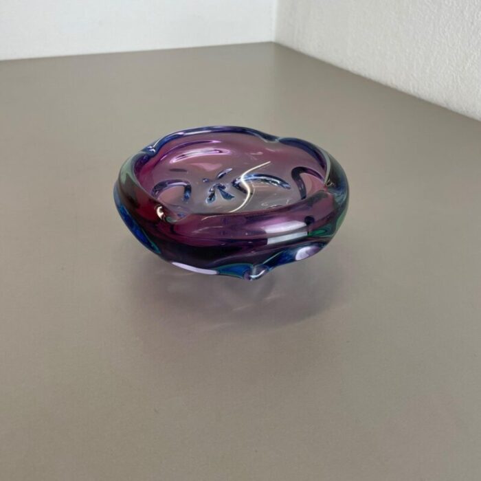 multi color murano glass bowl shell ashtray italy 1970s 3