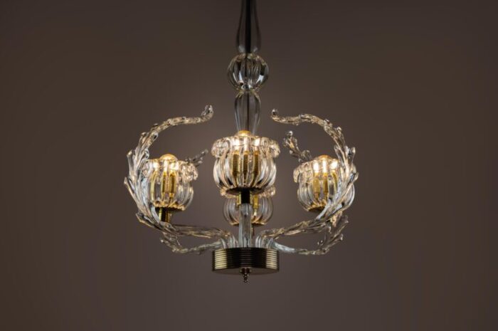 murano glass 4 light chandelier from barovier and toso 1930s 1041