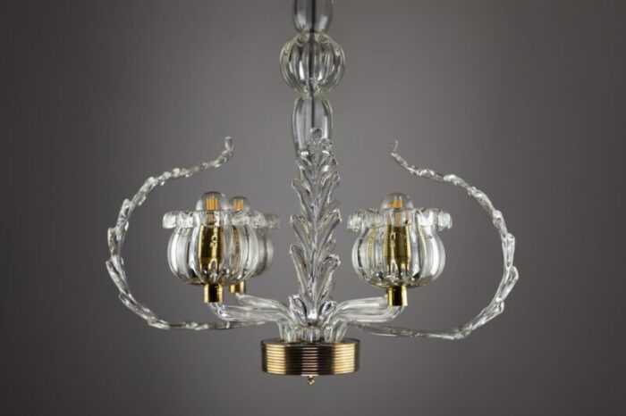 murano glass 4 light chandelier from barovier and toso 1930s 1174