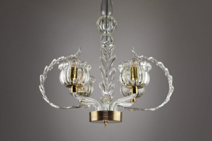 murano glass 4 light chandelier from barovier and toso 1930s 1500