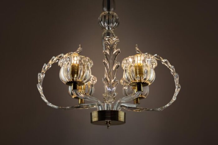 murano glass 4 light chandelier from barovier and toso 1930s 5179