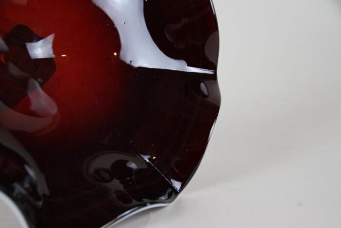 murano glass centerpiece with dark red bowl italy 1970s 11