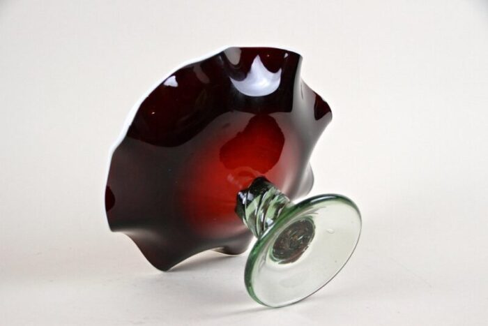 murano glass centerpiece with dark red bowl italy 1970s 13