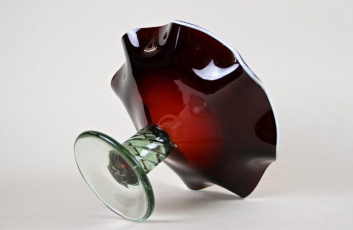 murano glass centerpiece with dark red bowl italy 1970s 15