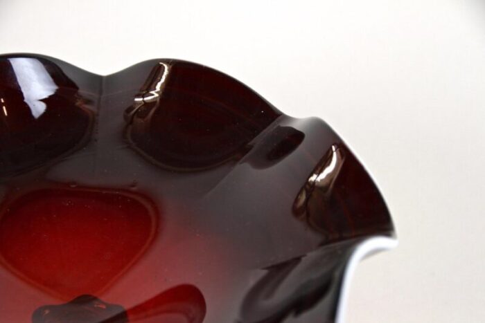 murano glass centerpiece with dark red bowl italy 1970s 17