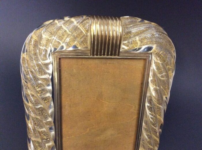 murano glass photo frame with inclusion of gold leaf by flavio poli for seguso vetri d arte 1940s 3