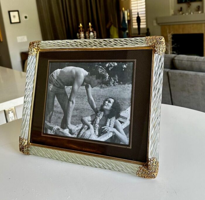 murano twisted glass rope brass horizontal picture frame 0557