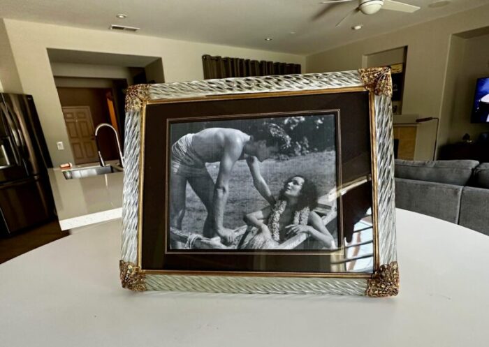 murano twisted glass rope brass horizontal picture frame 2596