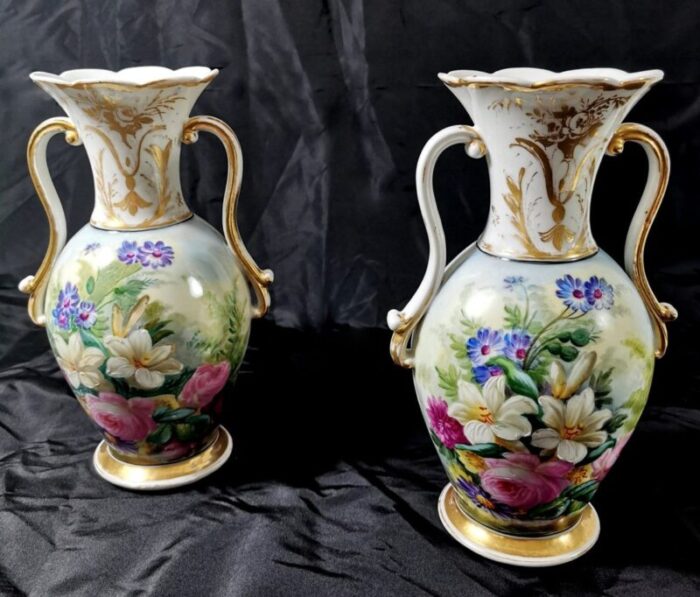 napoleon iii french vases from porcelaine de paris set of 2 4