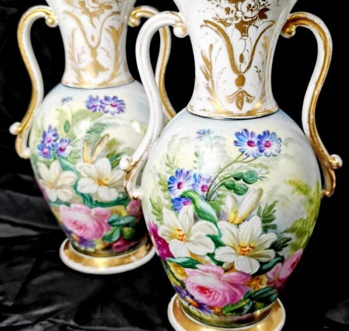 napoleon iii french vases from porcelaine de paris set of 2 5