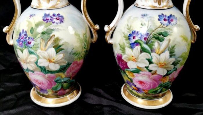 napoleon iii french vases from porcelaine de paris set of 2 7