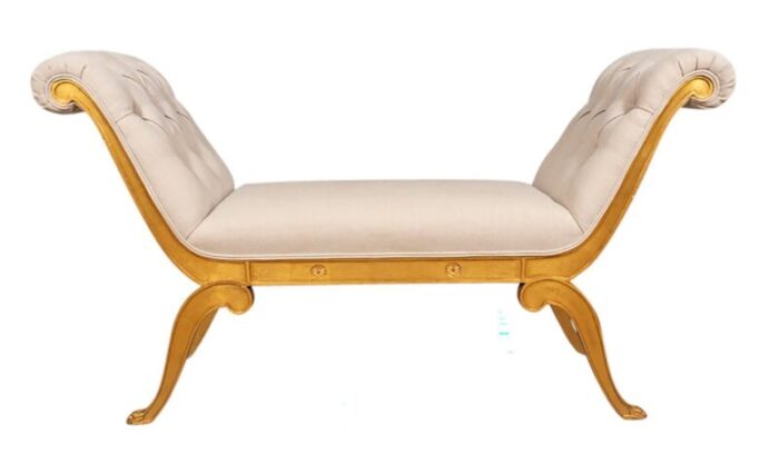 neoclassic style giltwood and upholstered bench 3222