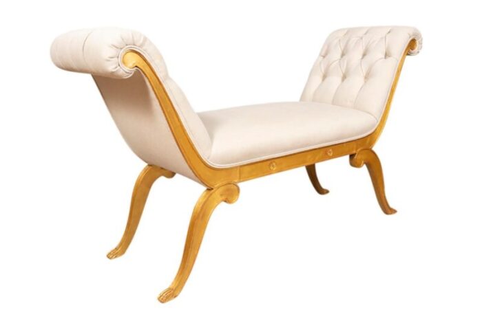 neoclassic style giltwood and upholstered bench 4658