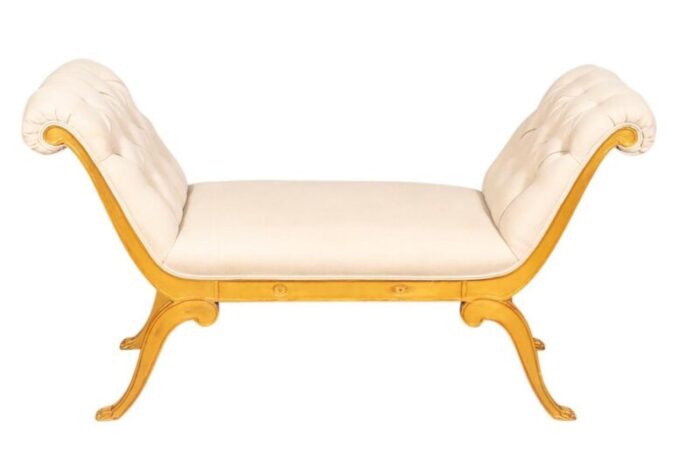 neoclassic style giltwood and upholstered bench 4972