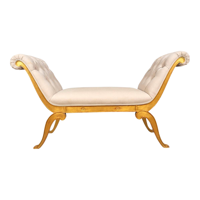 neoclassic style giltwood and upholstered bench 5625