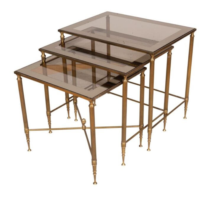 nesting vintage brass tables set of 3 1761