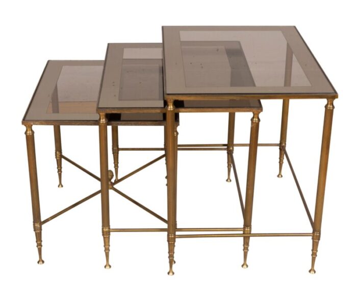 nesting vintage brass tables set of 3 3625