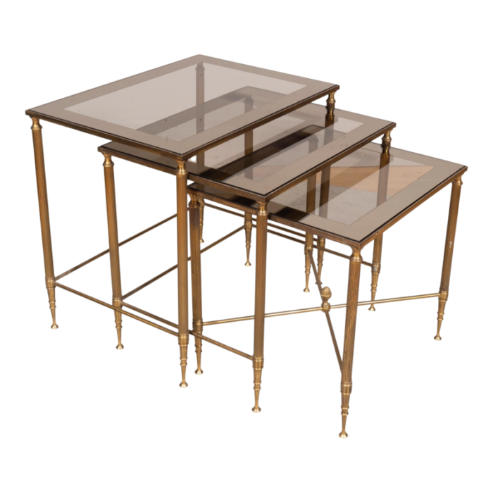 nesting vintage brass tables set of 3 3859