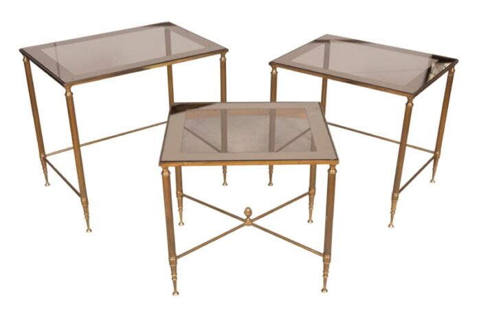 nesting vintage brass tables set of 3 6311