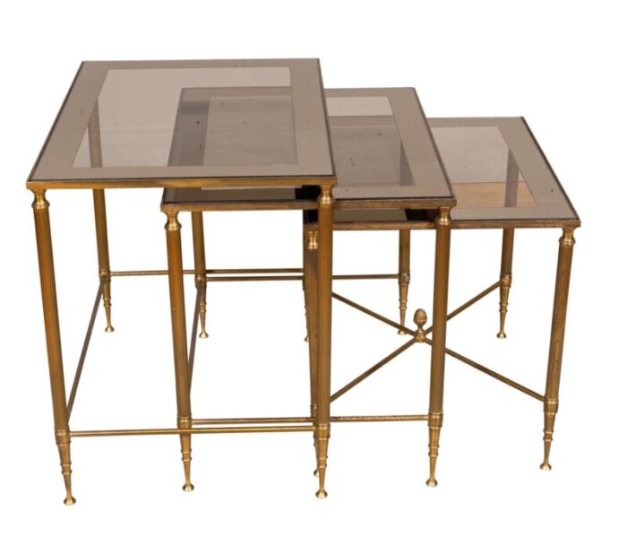 nesting vintage brass tables set of 3 9140