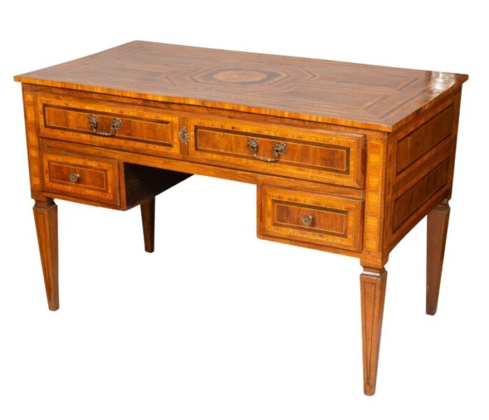 north italian neoclassical walnut and inlaid writing table 3454