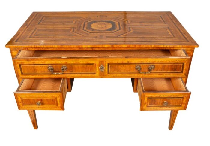 north italian neoclassical walnut and inlaid writing table 5467