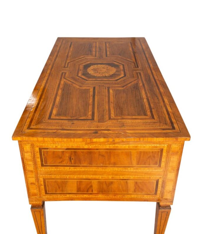 north italian neoclassical walnut and inlaid writing table 5587