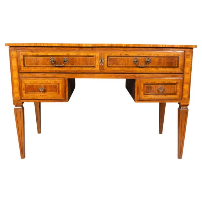 north italian neoclassical walnut and inlaid writing table 5621