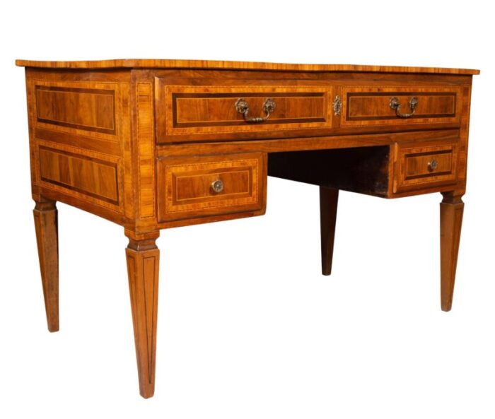 north italian neoclassical walnut and inlaid writing table 6514