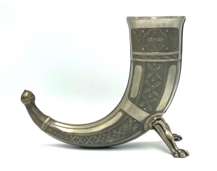 norwegian drinking viking horn by aksel holmsen 1920s 1