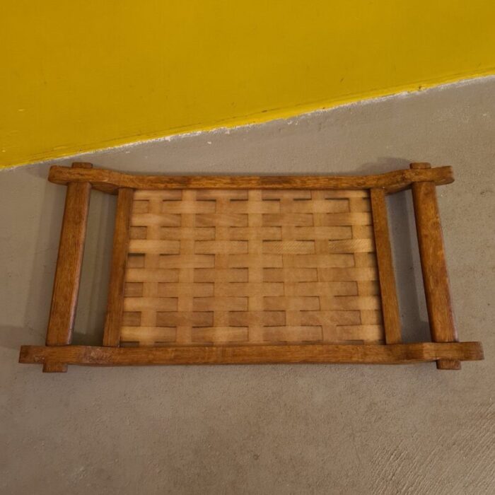 oak tray with woven top 1960s 2