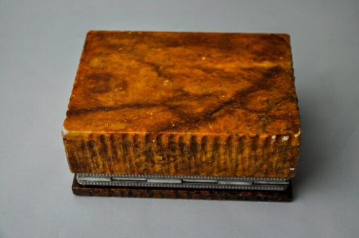 ocher alabaster box attributed to romano bianchi italy 1970s 8