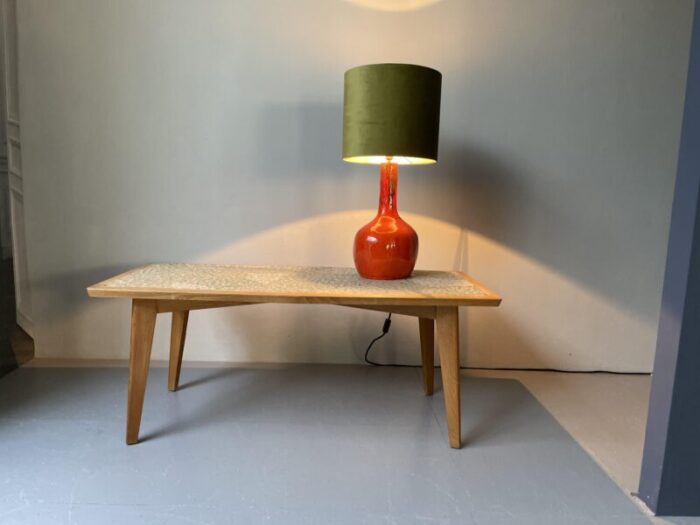 orange ceramic table lamp 1970s 3154