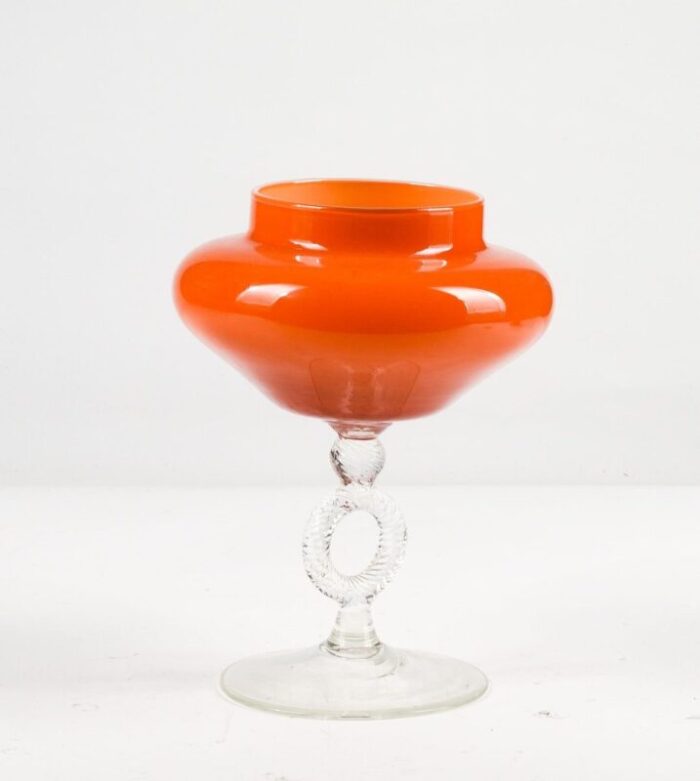 orange murano glass vase 1950s 2