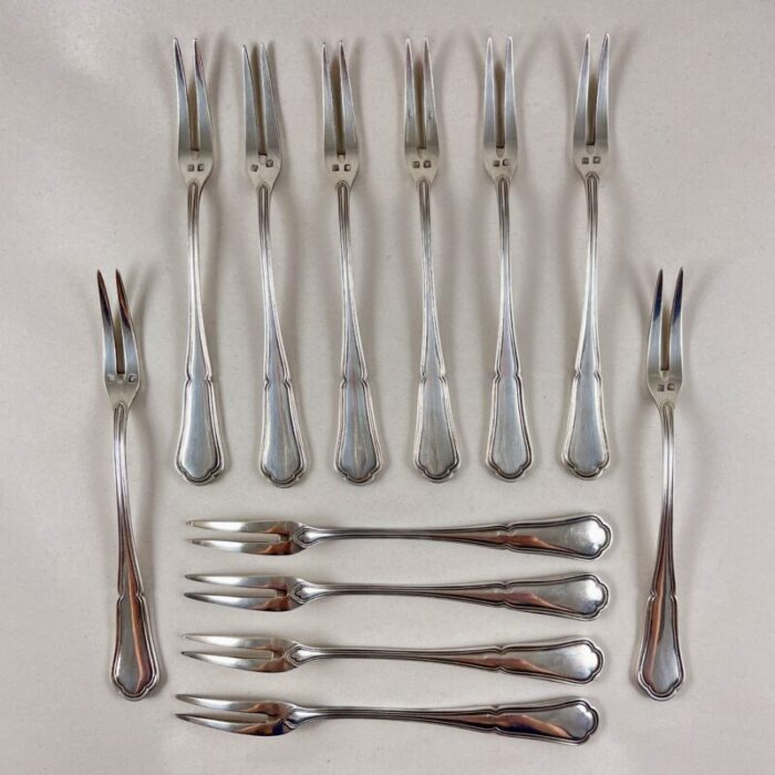 orfeverie saint medard french silver cocktail forks boxed set of 12 0658