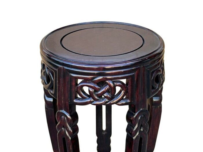 oriental round brown twist knot 5 legs plant stand pedestal table 6618