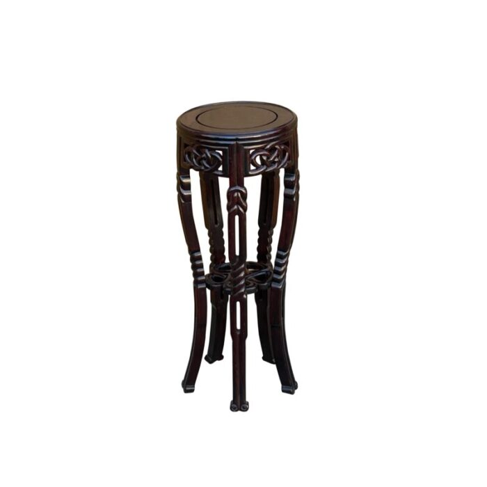 oriental round brown twist knot 5 legs plant stand pedestal table 6930