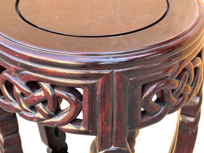 oriental round brown twist knot 5 legs plant stand pedestal table 7579