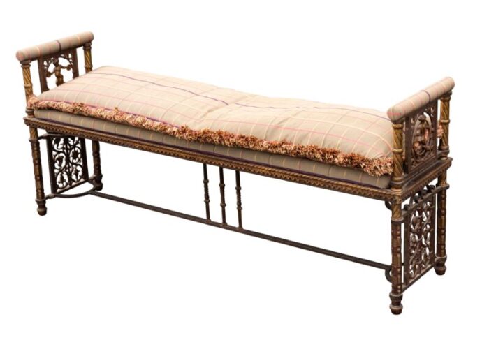 oscar bach art deco wrought iron and bronze bench 0107