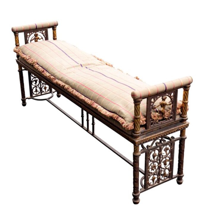 oscar bach art deco wrought iron and bronze bench 3043