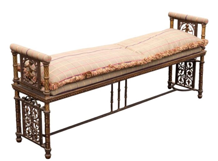 oscar bach art deco wrought iron and bronze bench 3921