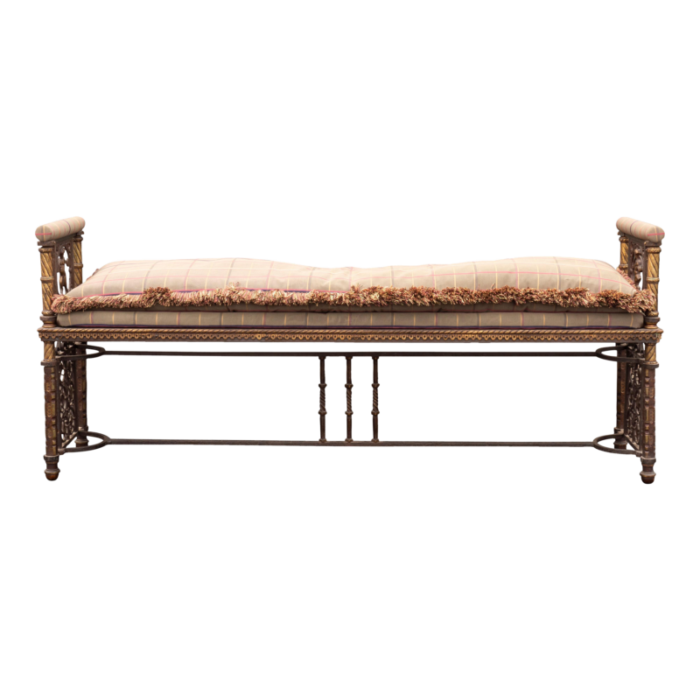 oscar bach art deco wrought iron and bronze bench 5067