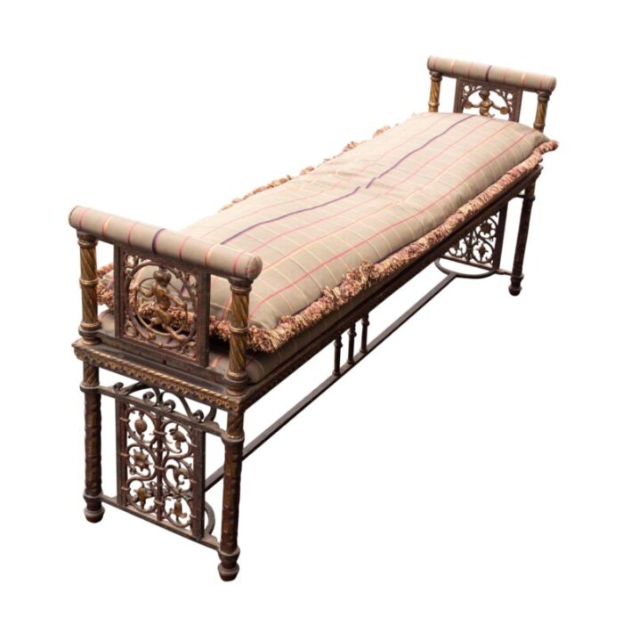 oscar bach art deco wrought iron and bronze bench 5372