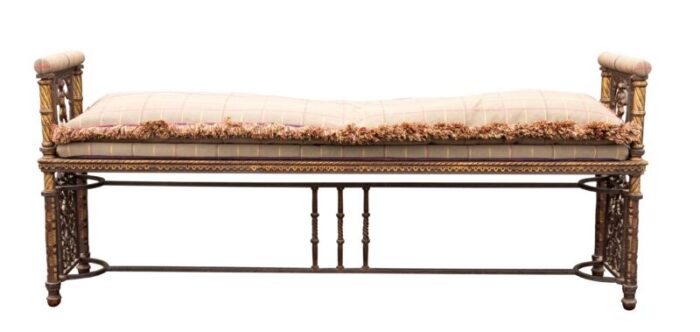 oscar bach art deco wrought iron and bronze bench 6067