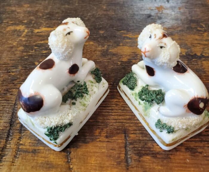 pair of 18th century chelsea porcelain miniture dogs 1721