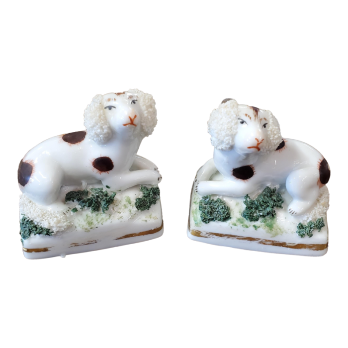 pair of 18th century chelsea porcelain miniture dogs 4818