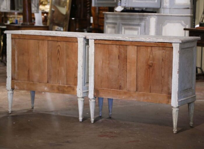 pair of 19th century louis xvi painted chests of drawers with faux marble top 6654