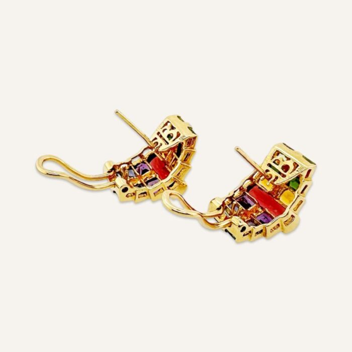 pair of bellarri multi color gemstone earrings with diamond accents 2 pieces 7017